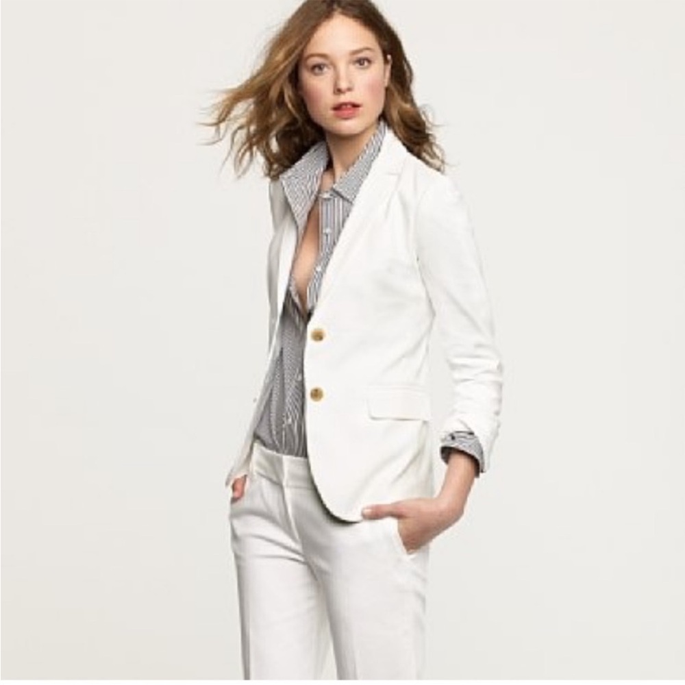 J. Crew White Linen Schoolboy Blazer